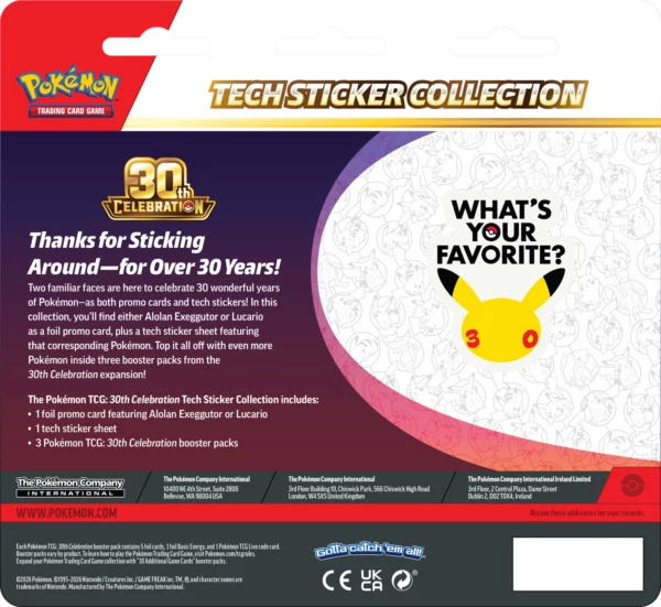 [PREORDER] Pokémon 30th Celebration Tech Sticker Collection Lucario [EN]