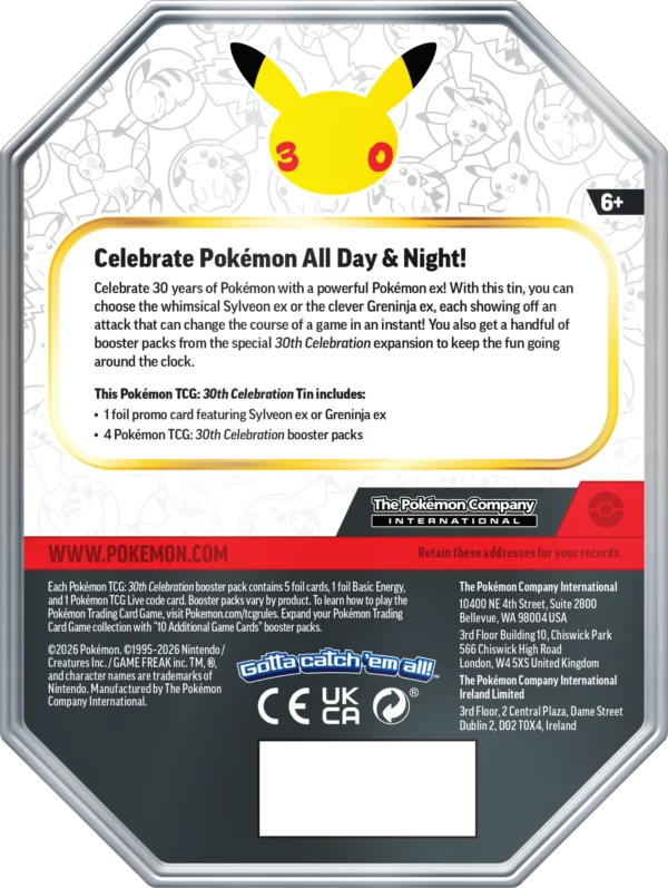 [PREORDER] Pokémon 30th Celebration ex Tin Greninja [EN]